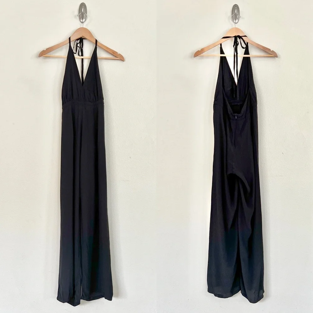 FAITHFULL THE BRAND Agenda Backless Halter Jumpsuit in Black
